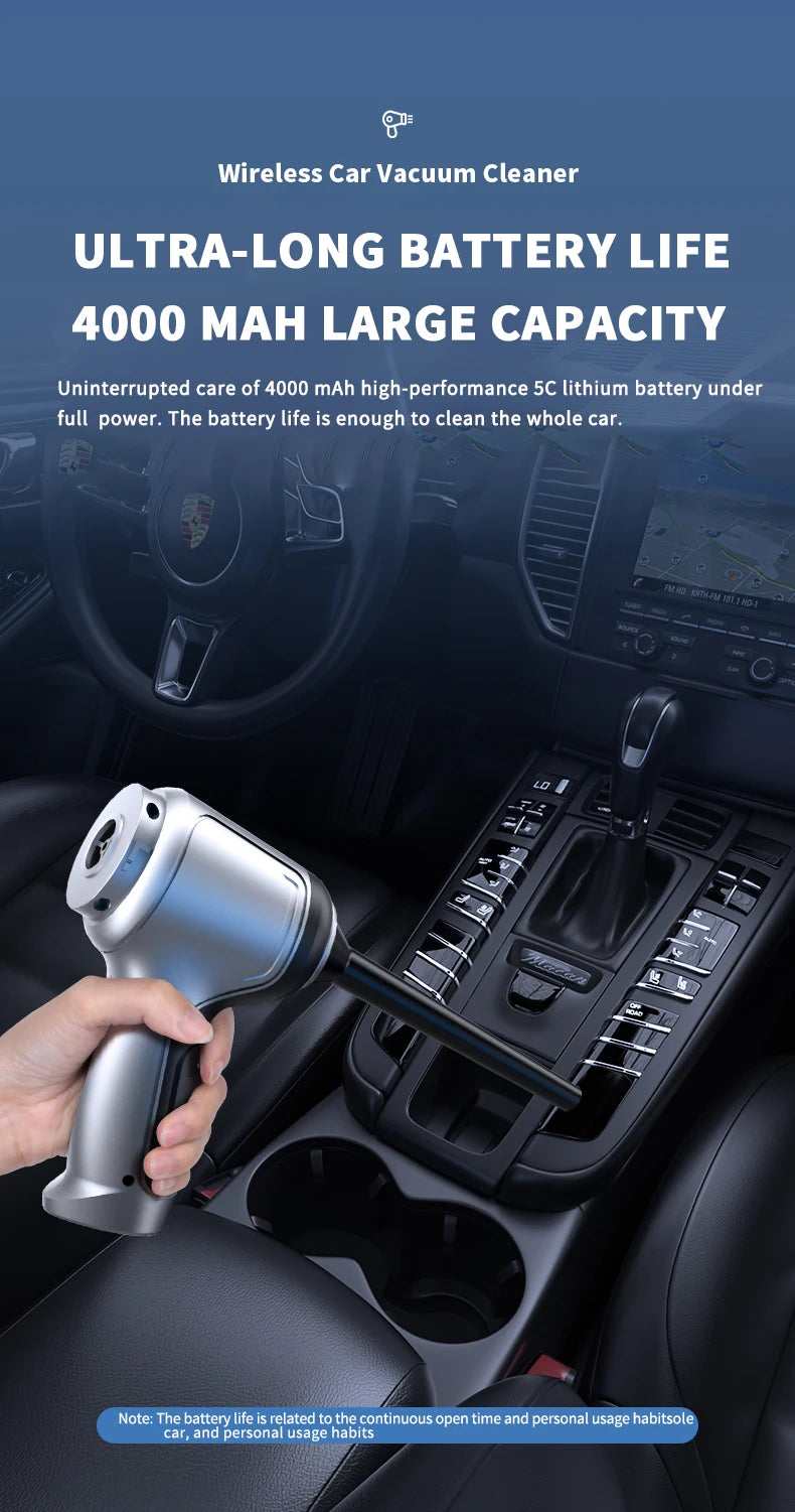 Car Vacuum Cleaner 95000PA Strong Suction Handheld Wireless Vacuum Cleaning Blower 2 in 1 Portable Vacuum Cleaner For Car Home