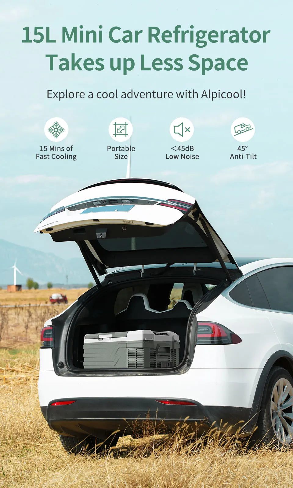 Alpicool NL15 15L Portable Car Refrigerator 12 Volt Mini Fridge Freezer 12/24V DC 100-240V AC Cooler Ice Box for Truck Camping
