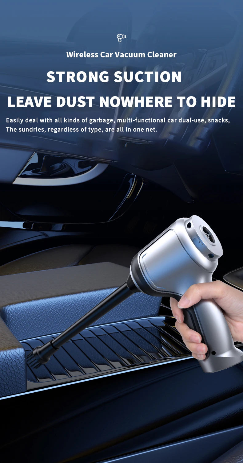 Car Vacuum Cleaner 95000PA Strong Suction Handheld Wireless Vacuum Cleaning Blower 2 in 1 Portable Vacuum Cleaner For Car Home