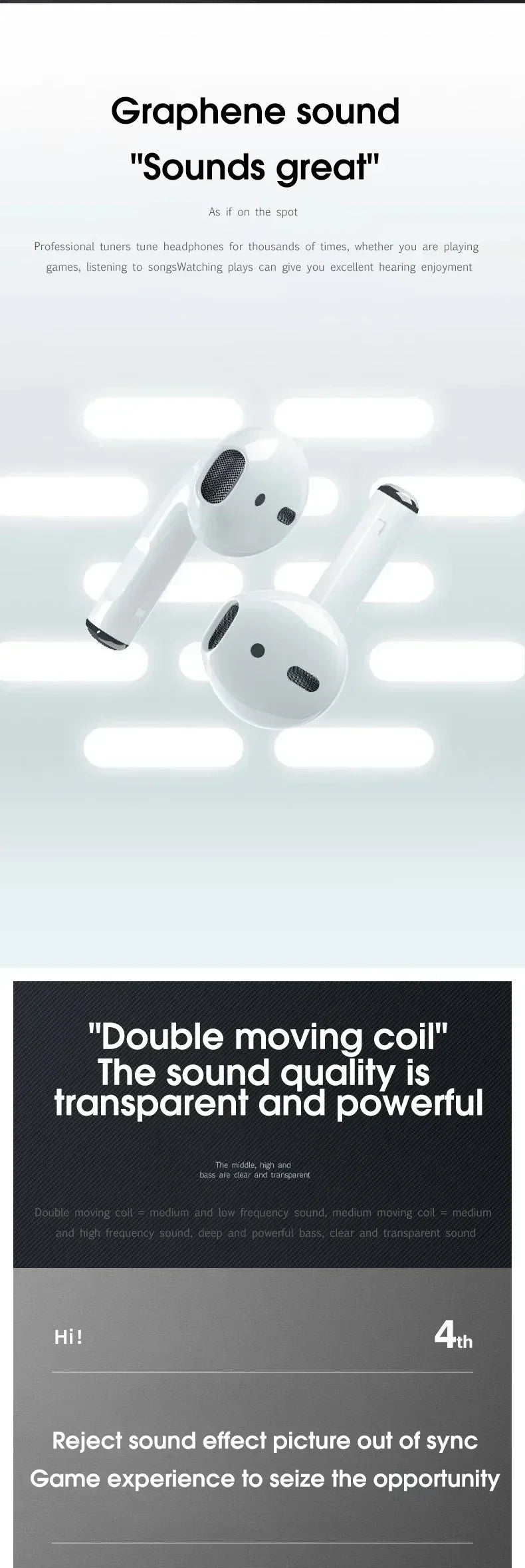 TWS Pro4 Bluetooth Earphones Wireless Earphones Mini Earphones Music Earphones for iOS Android Running Games in Ear Earphones